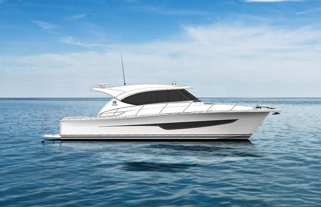 Sleek profile of the new Riviera 395 SUV model. © Riviera Australia